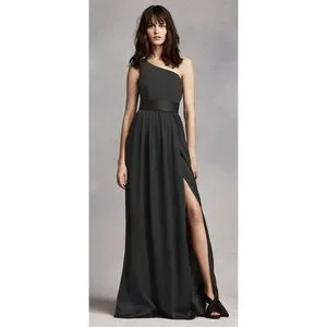 Vera wang one shoulder dress on sale with satin sash